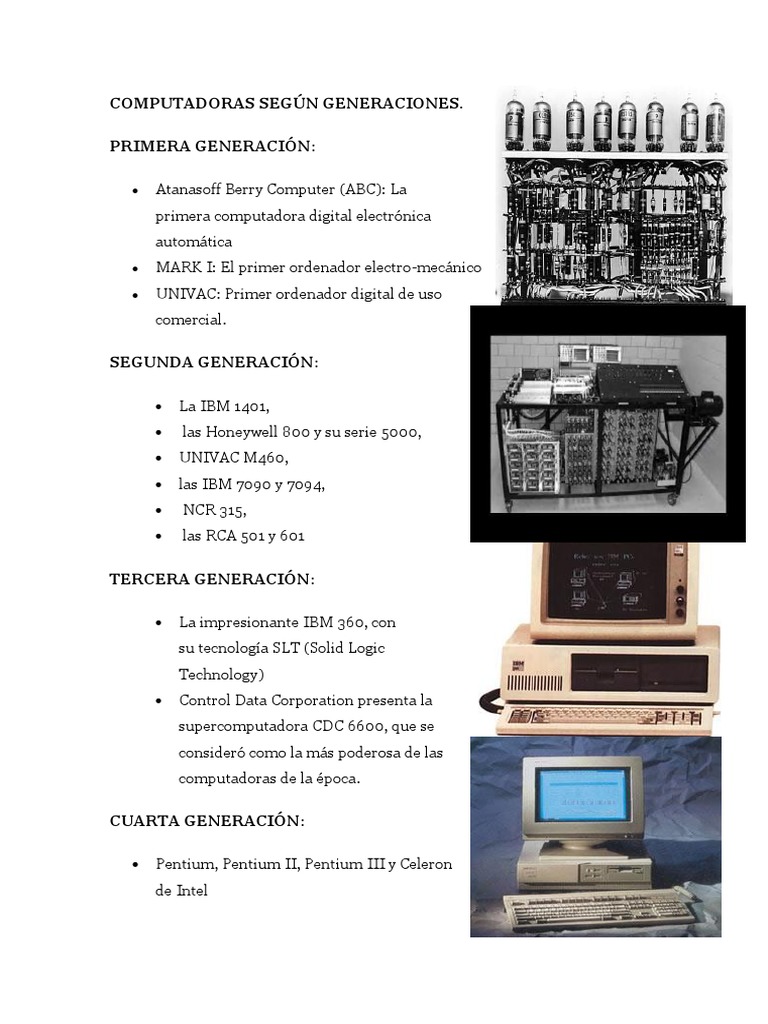 Evolución de las Computadoras por Generaciones | PDF | Juegos y ...