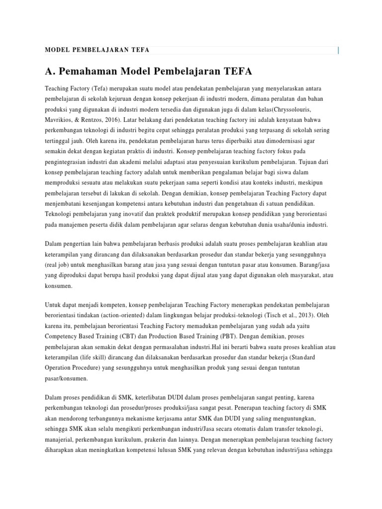 Model Pembelajaran Teaching Factory SMK | PDF | Karier & Perkembangan ...
