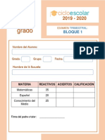 Examen Trimestral Primer Grado BLOQUE1 2019-2020 PDF