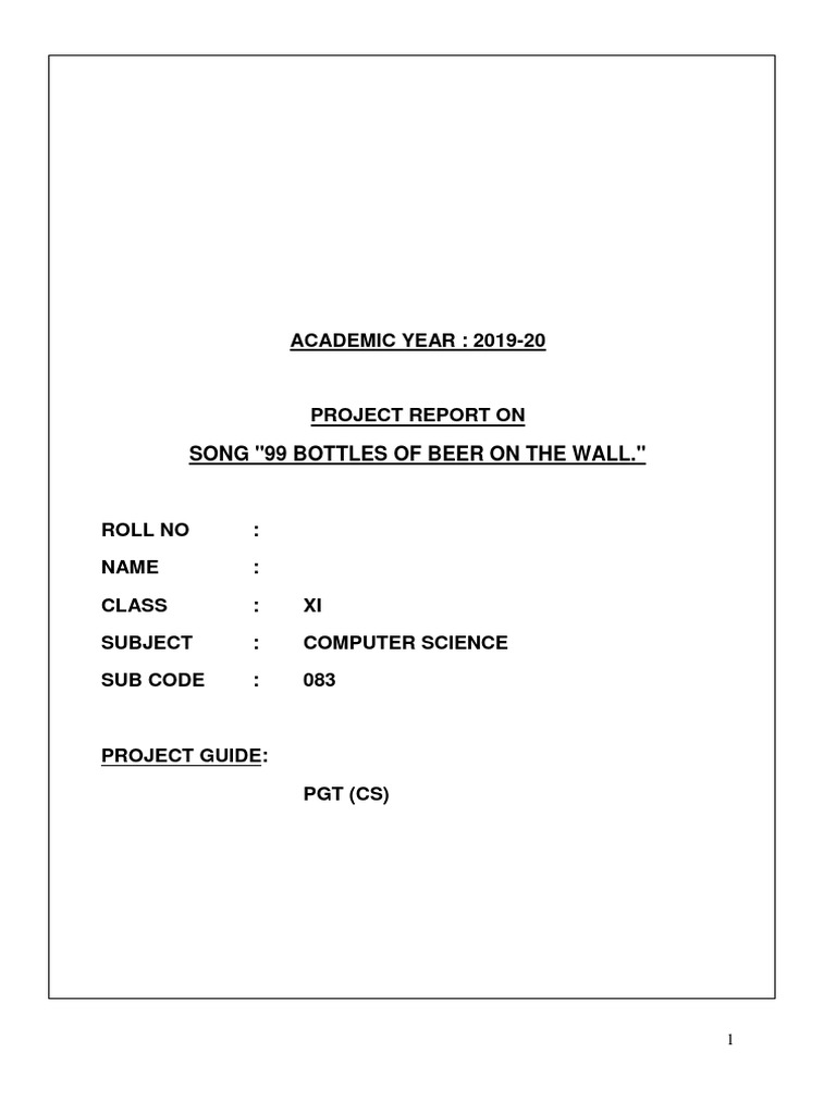 Project Report: 99 Bottles of Beer | PDF | Software Testing | Software ...