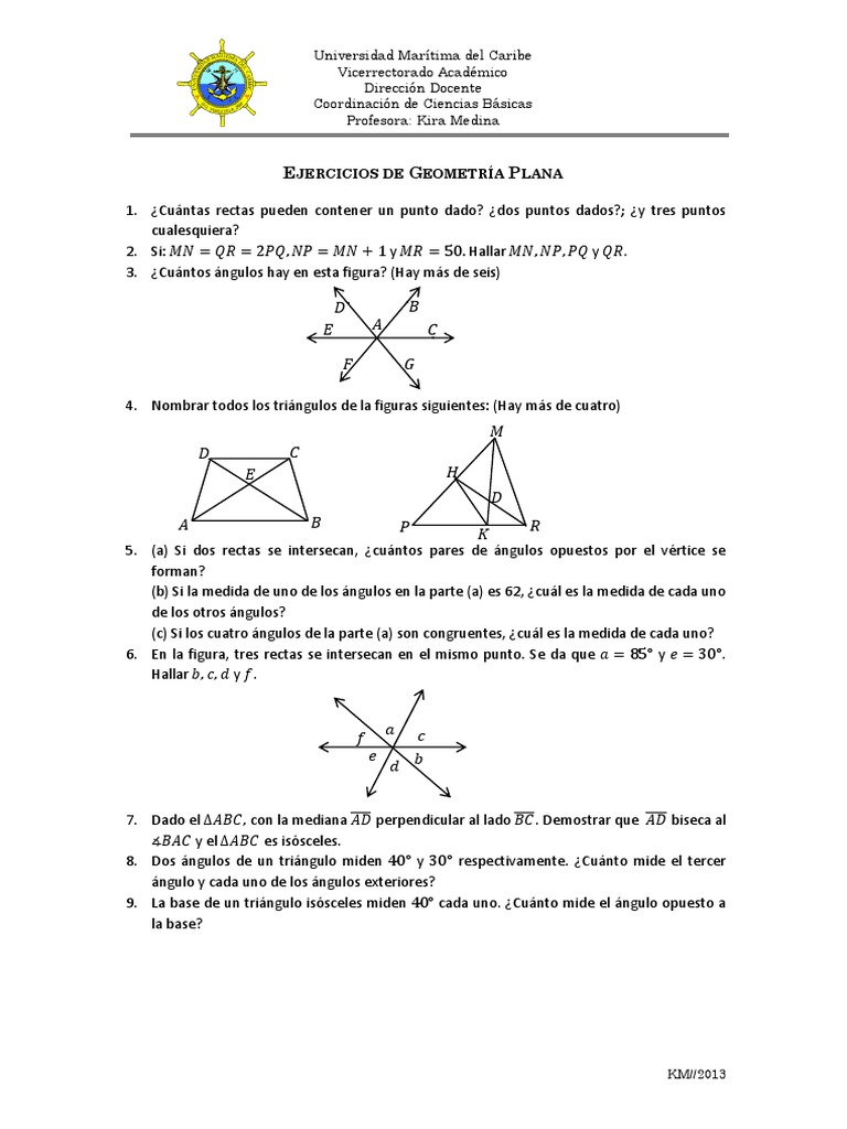 Ejercicios de Geometría Plana | PDF | Triángulo | Rectángulo