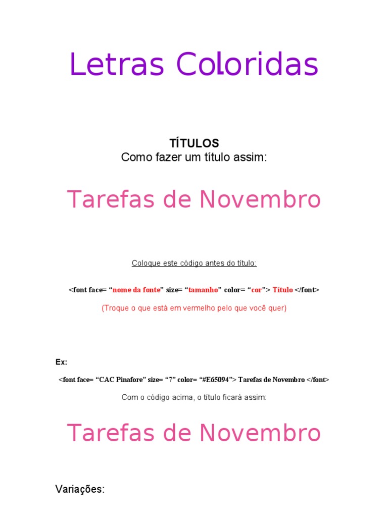 Tutorial de Letras Coloridas em HTML | PDF | Imagem | C (linguagem de ...