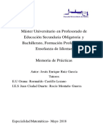 Máster en Profesorado de Secundaria. Memoria de prácticas de Matemáticas