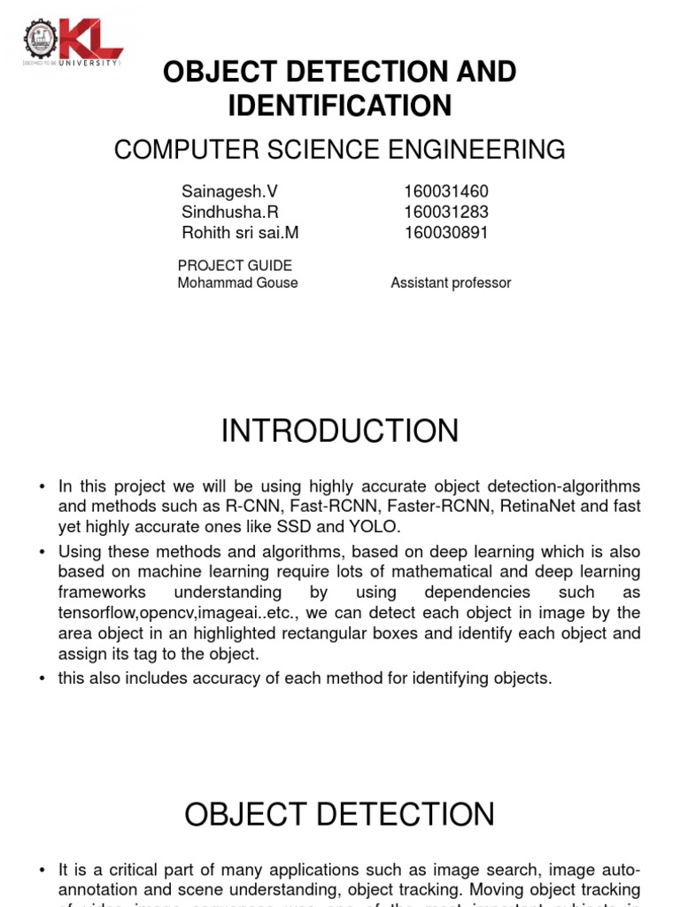Object Detection and Identification | PDF | Computer Vision ...