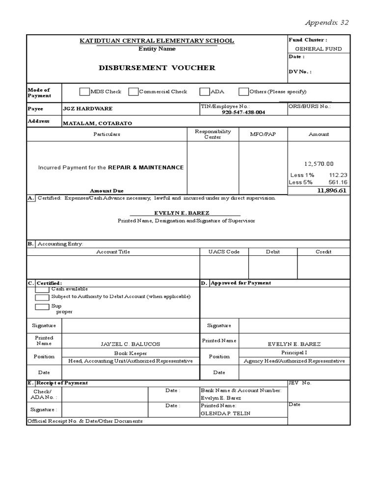 Appendix 32 - DV | PDF | Payments | Cheque
