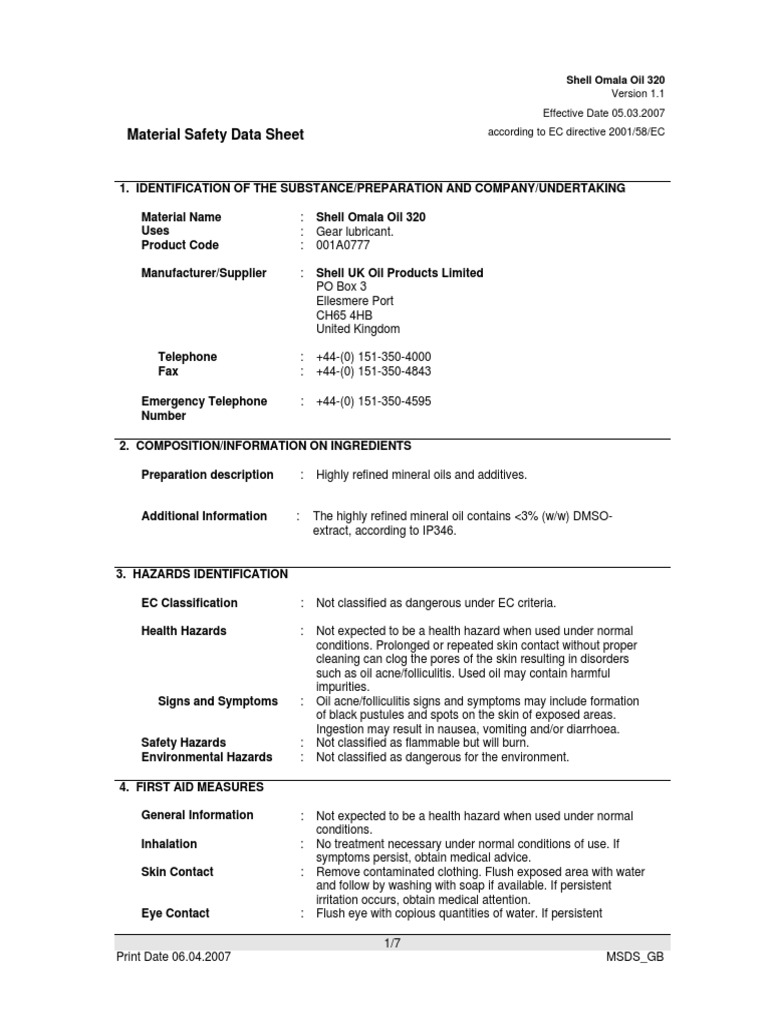 Shell Omala Oil 320_MSDS.pdf Personal Protective Equipment