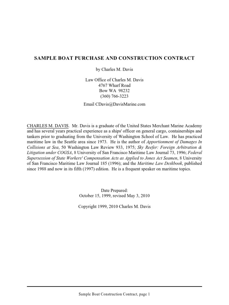 Sample Boat Construction Contract PDF | PDF | Security Interest | Lien