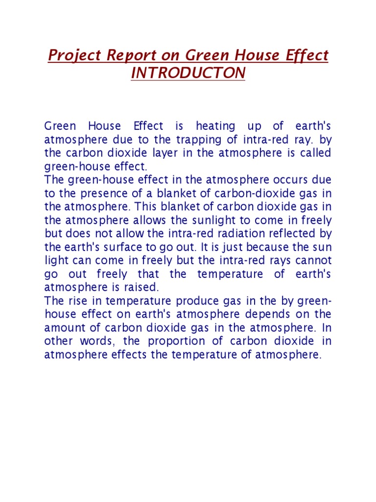 Project Report On Green House Effect Greenhouse Effect Atmosphere Of Earth