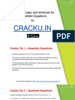 Quadratic Equations Formulas For CAT Cracku PDF