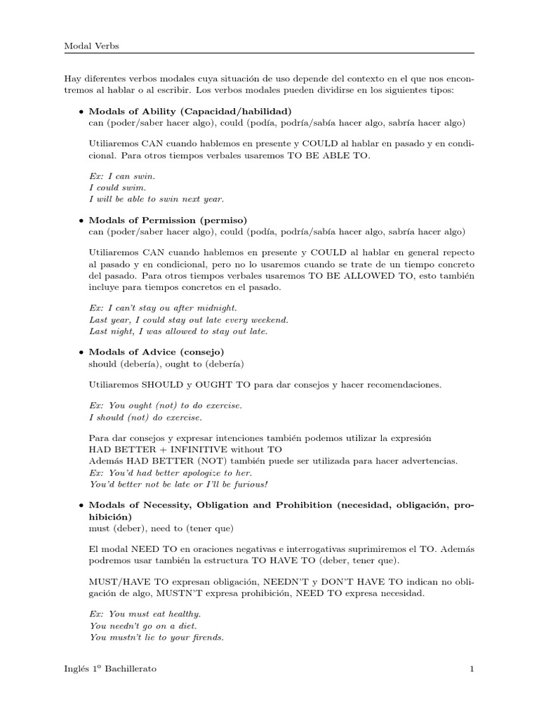 Teoría de Verbos Modales PDF | PDF | Verbo | Lingüística