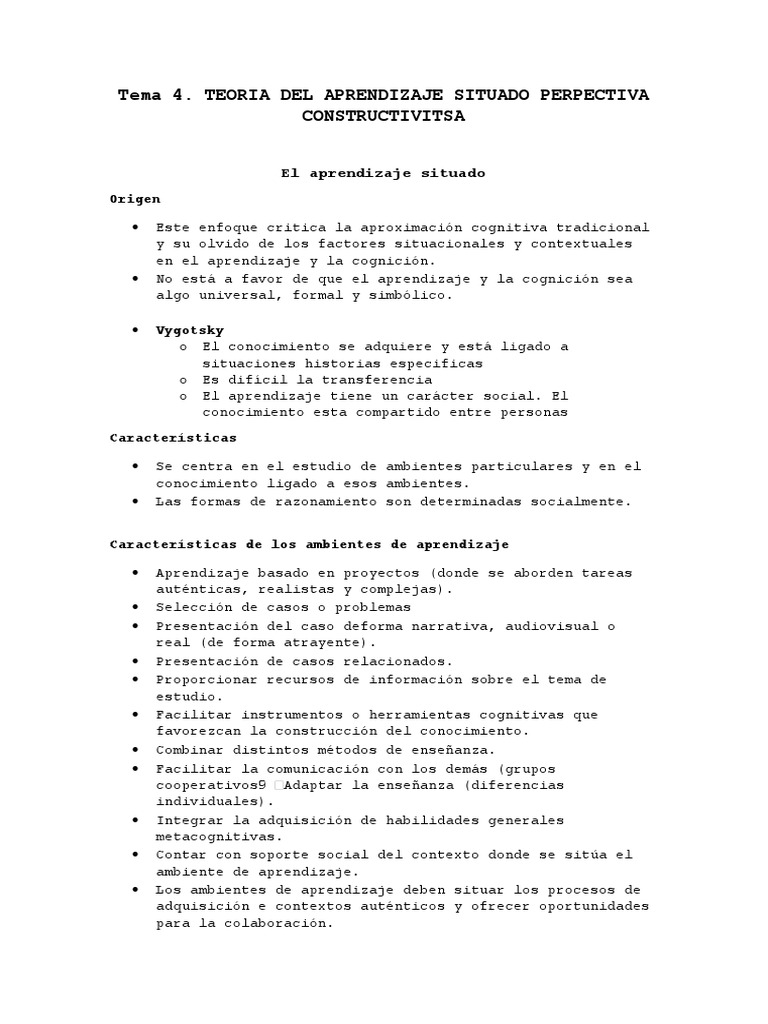 Tema 4 - Pscología de La Educación UA | PDF | Constructivismo ...