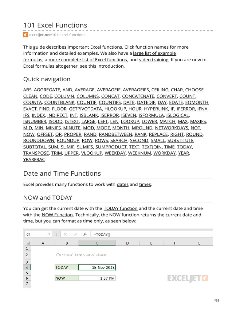 101 Excel Functions PDF | PDF | Rounding | Database Index