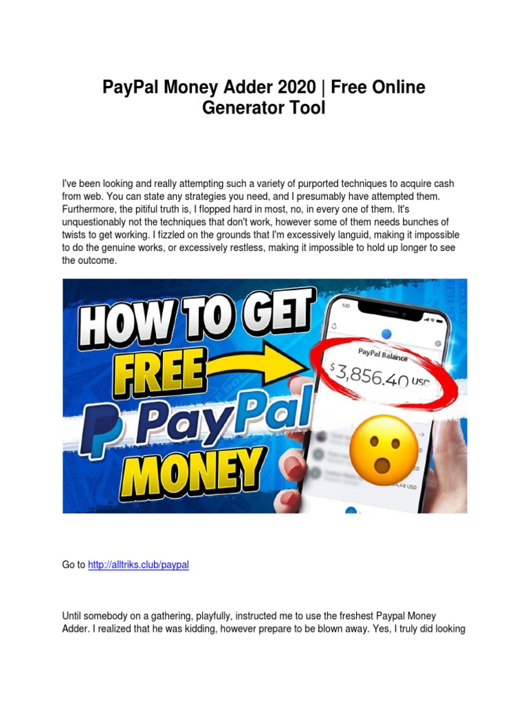 PayPal Money Adder 2020 - Free Online Generator Tool | PDF ...