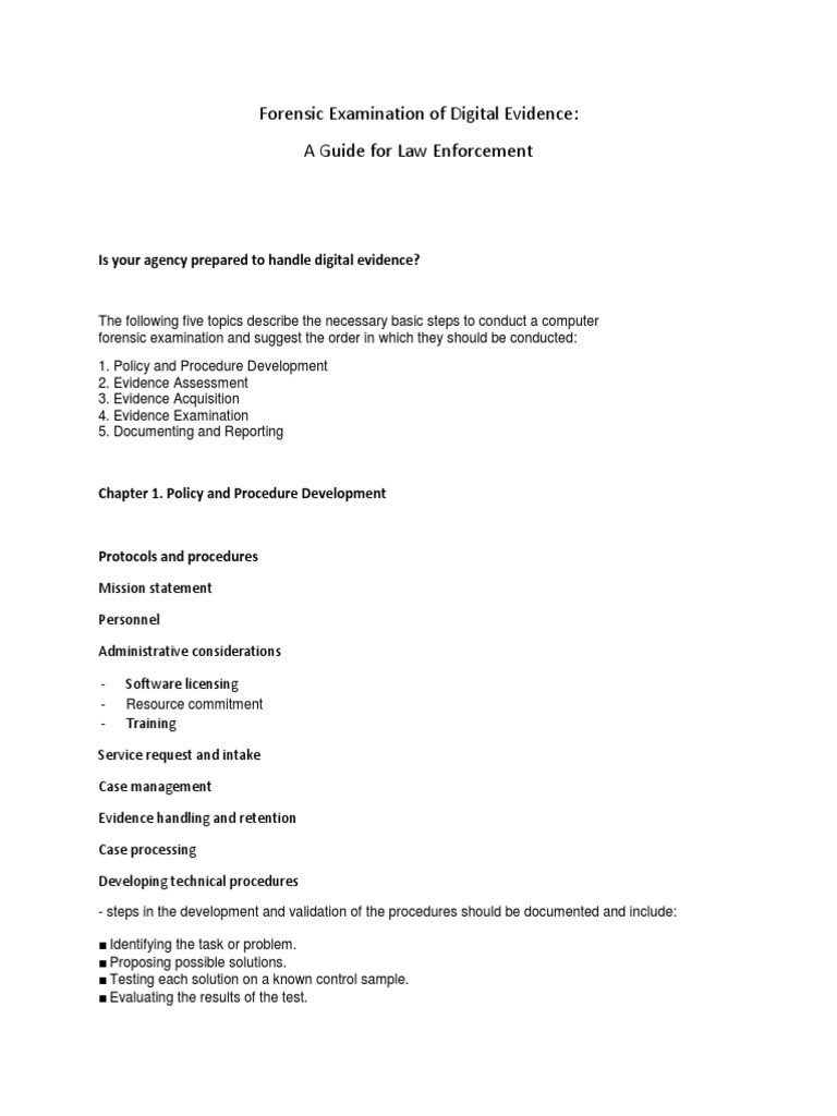 Forensic Examination of Digital Evidence | PDF | Data Analysis ...