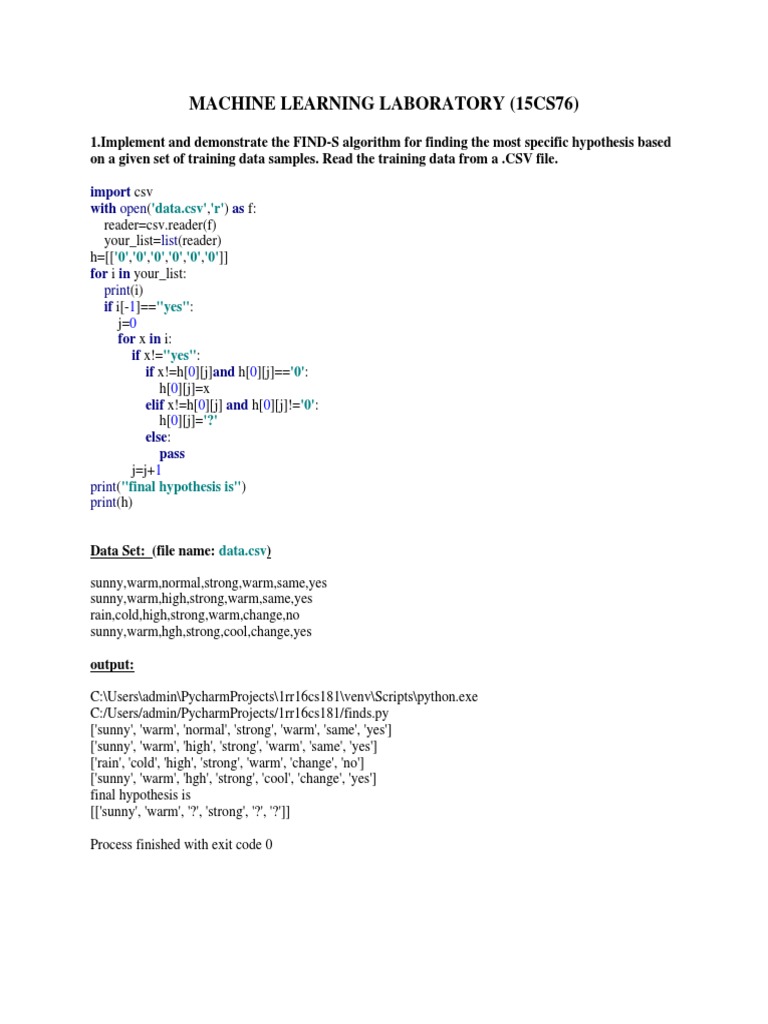 find s algorithm machine learning python
