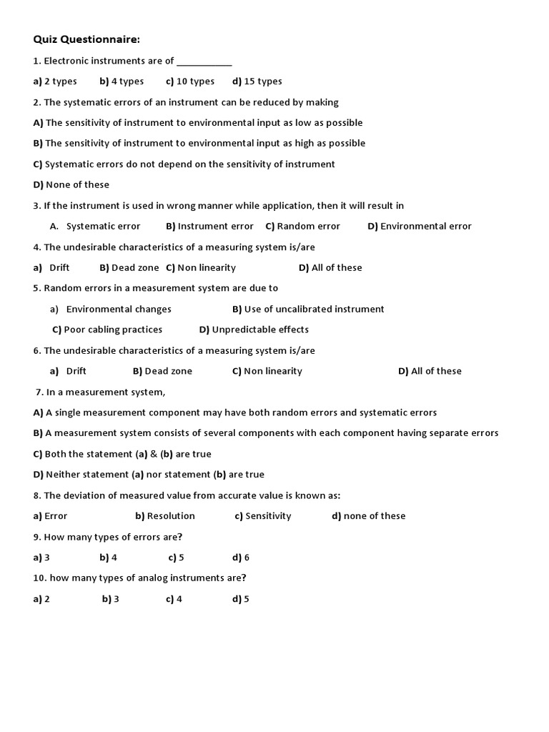 Measuring Instruments Quiz Questions | PDF | Computers | Technology ...