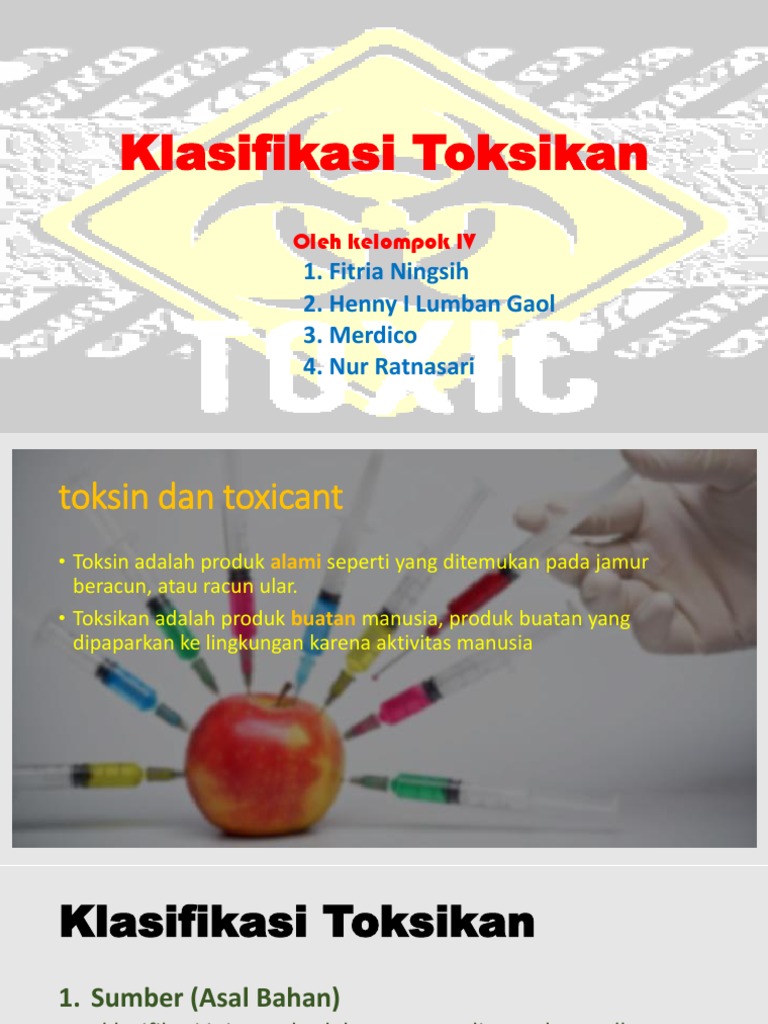 Klasifikasi dan Dampak Toksikan | PDF | Pengembangan Diri