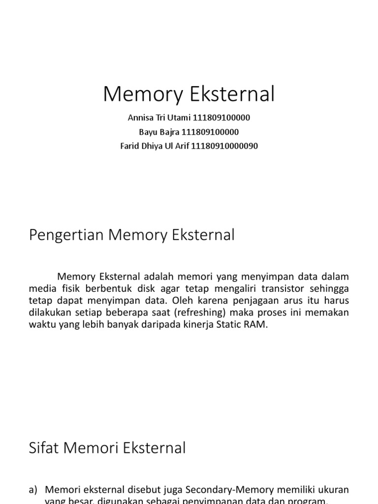 Sejarah dan Jenis Memori Eksternal | PDF | Komputer | Teknologi & Rekayasa