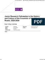 14 January Junior Research Fellowship in The History and Culture of The Countries of The Silk Roads, 2020 - 2024 PDF