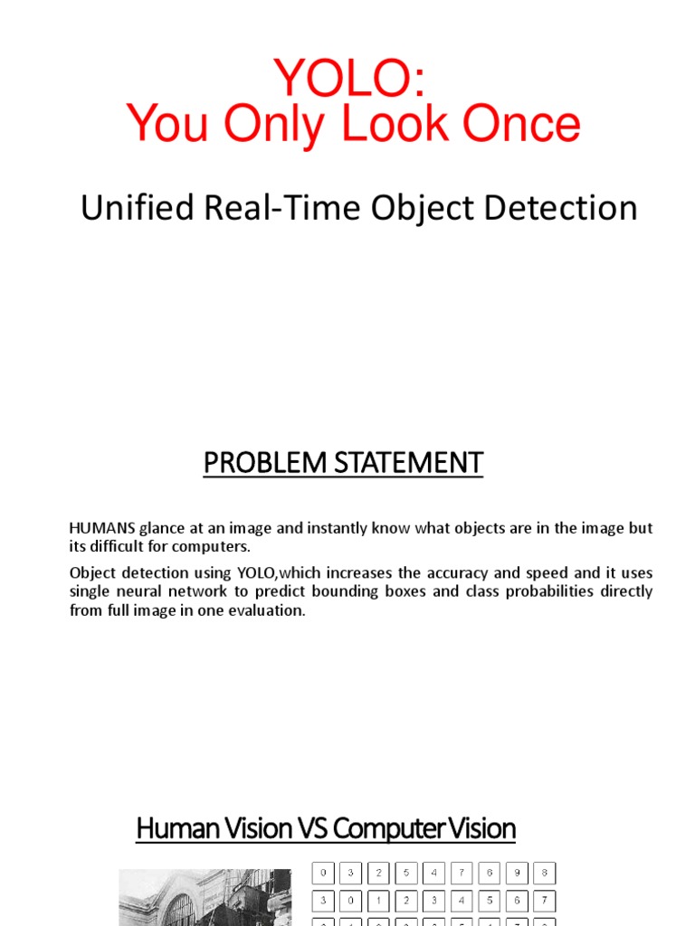 YOLO: Real-Time Object Detection Overview | PDF | Computer Vision ...