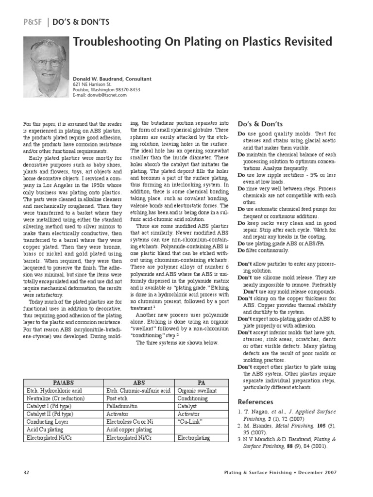 Troubleshooting Plating on Plastics | PDF | Physical Sciences | Chemistry