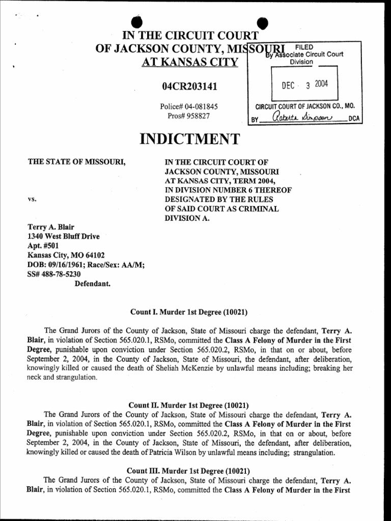 Indictment Terry Blair MO PDF 