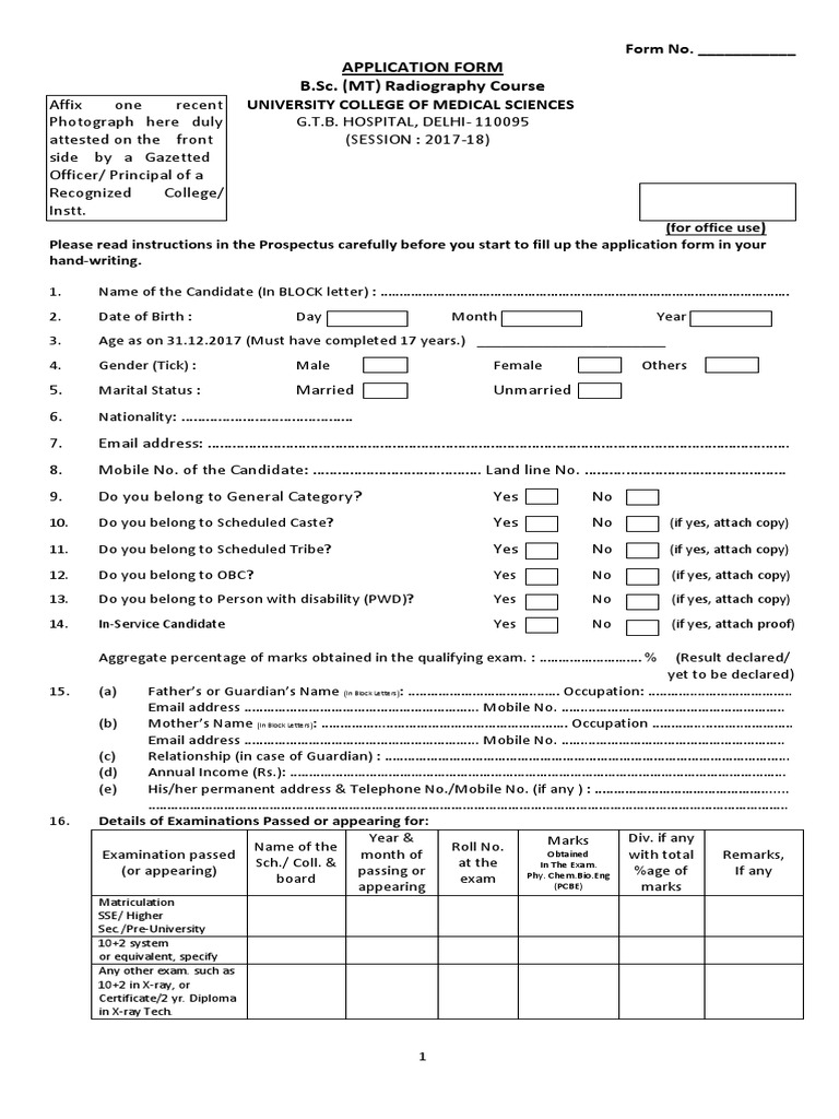 3 B.SC Application Form | PDF | University And College Admission