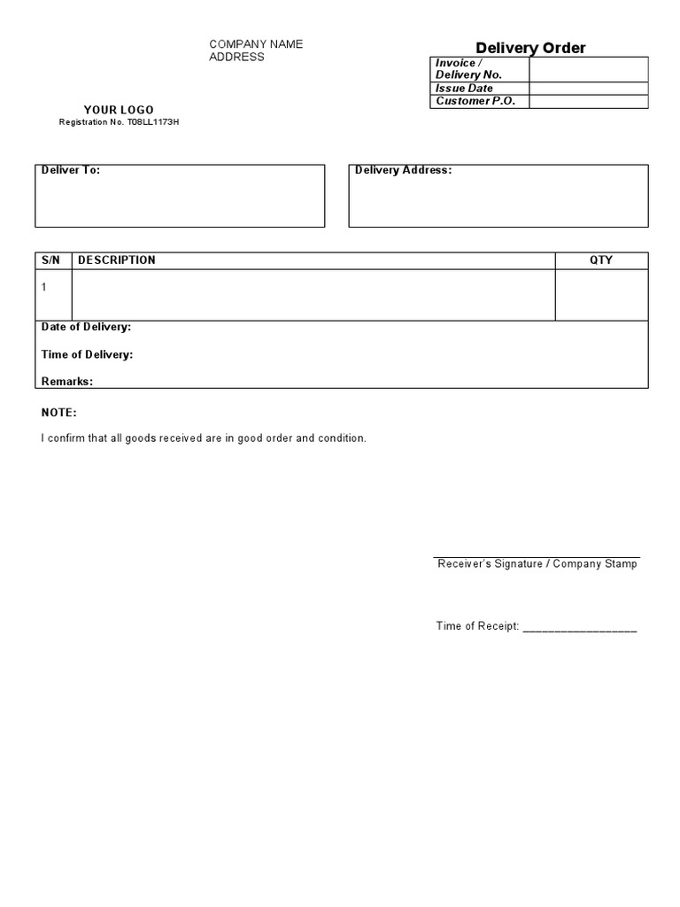 Delivery Order Template PDF | PDF