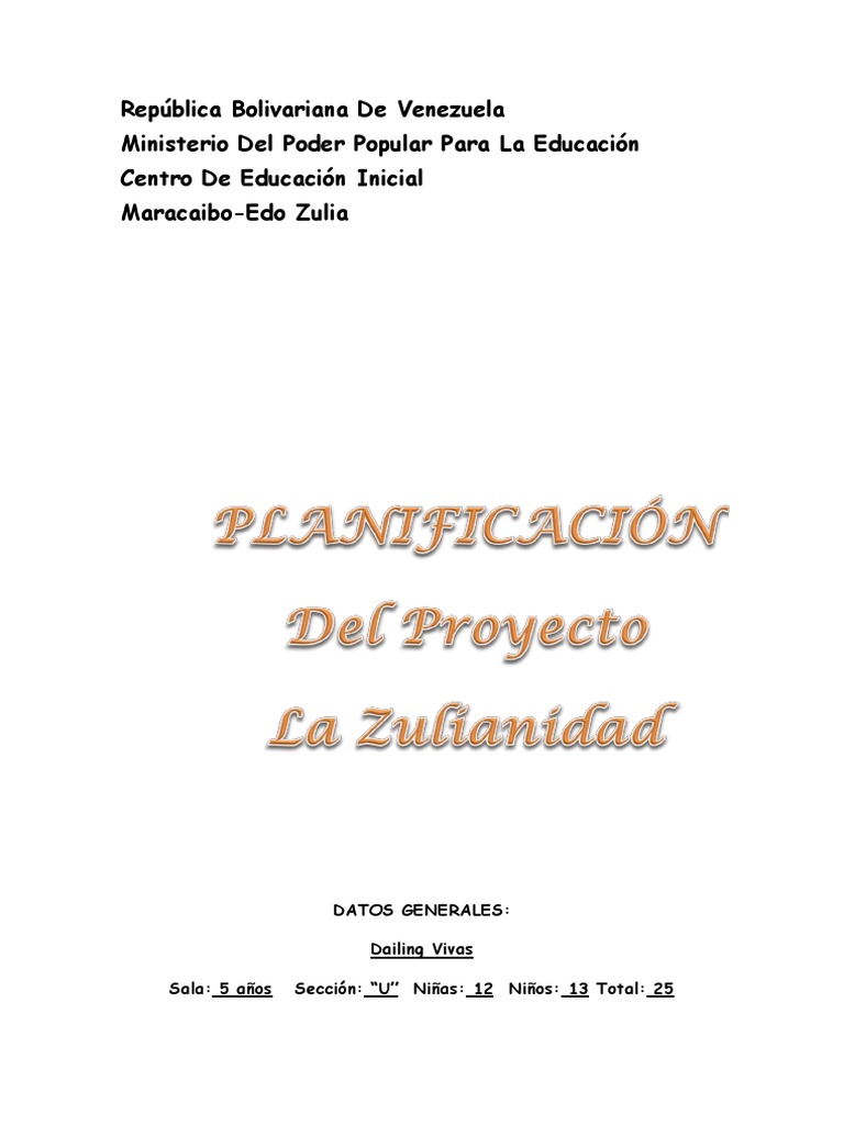 Planificacion de La Zulianidad PDF Educación de la primera infancia