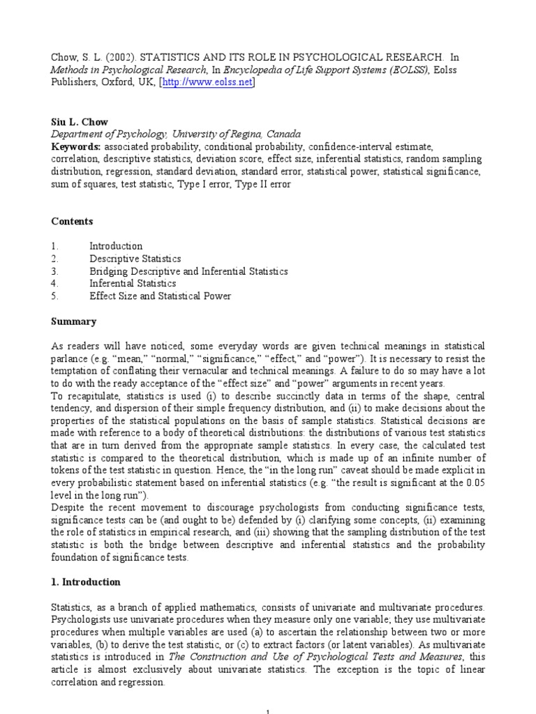 Statistics in Psychological Research | PDF | Correlation And Dependence ...
