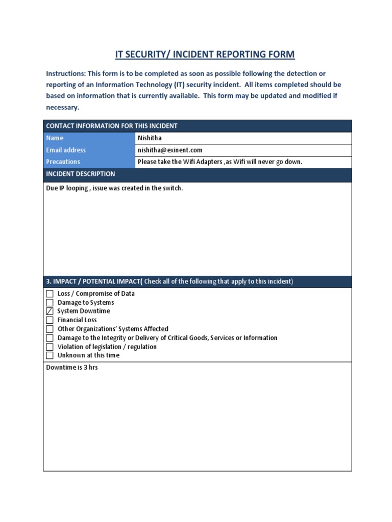 IT Security Incident Reporting Form | PDF | Computer Security | Security