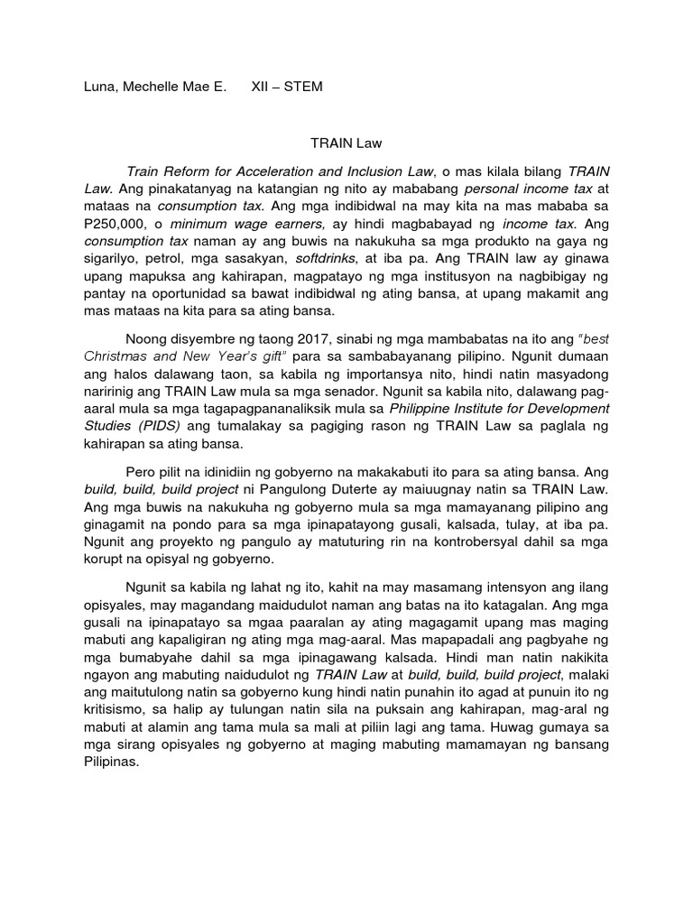 TRAIN Law | PDF
