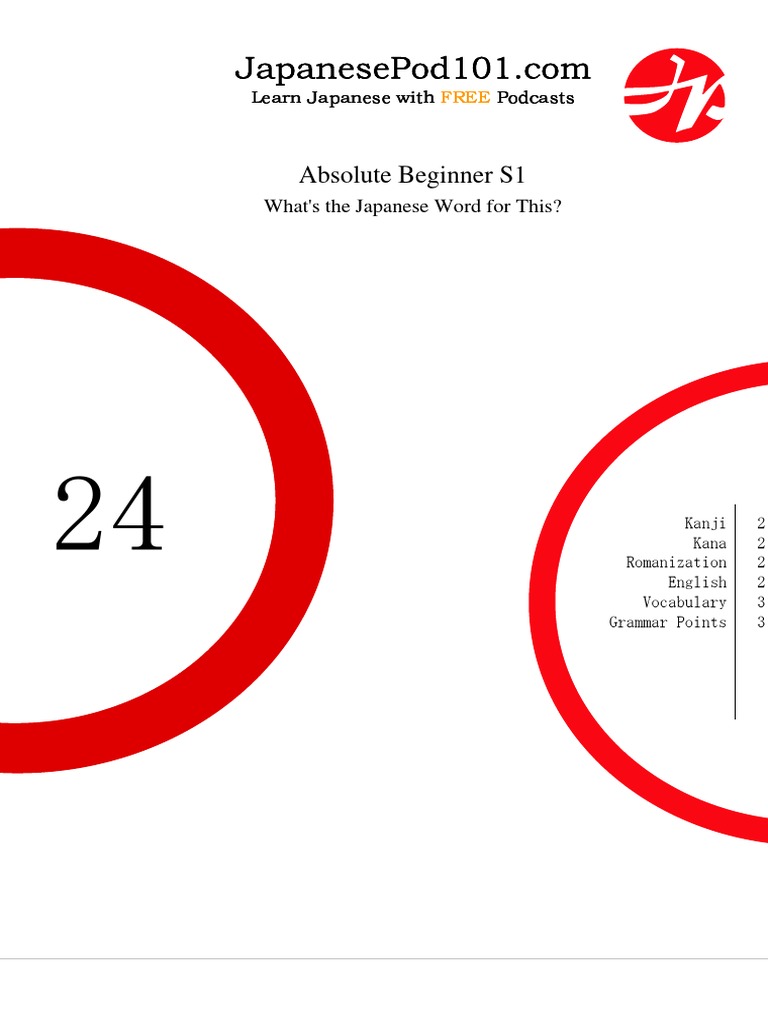 24 What S The Japanese Word For This Lesson Notes Lite Pdf Japanese Language Languages Of Taiwan