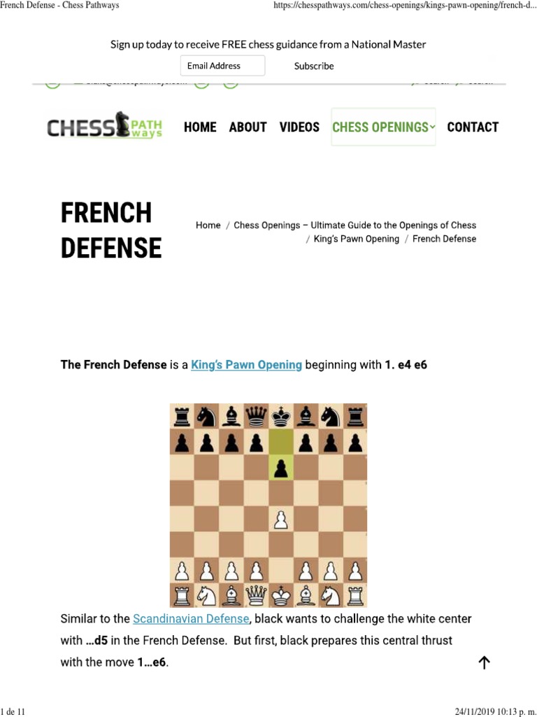 French Defense Chess Pathways PDF