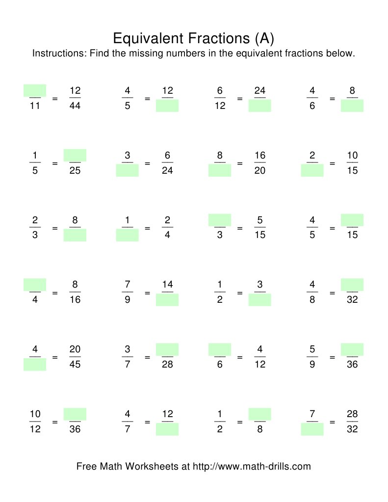 Find Missing Numbers in Fractions | PDF