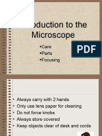 Introduction To The Microscope: Care Parts Focusing