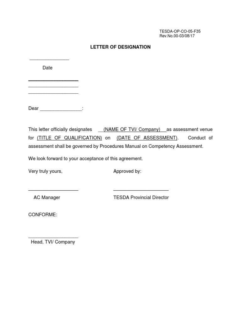 Official Designation Letter Template | PDF