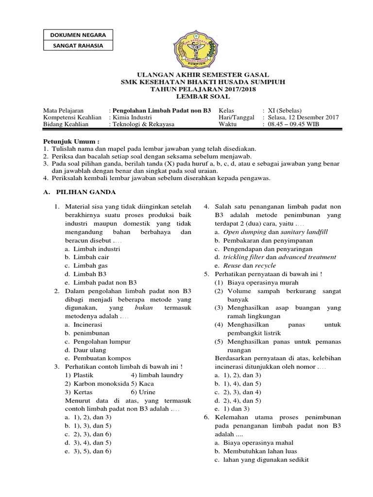 Pengolahan Limbah Padat Non B3 Docx