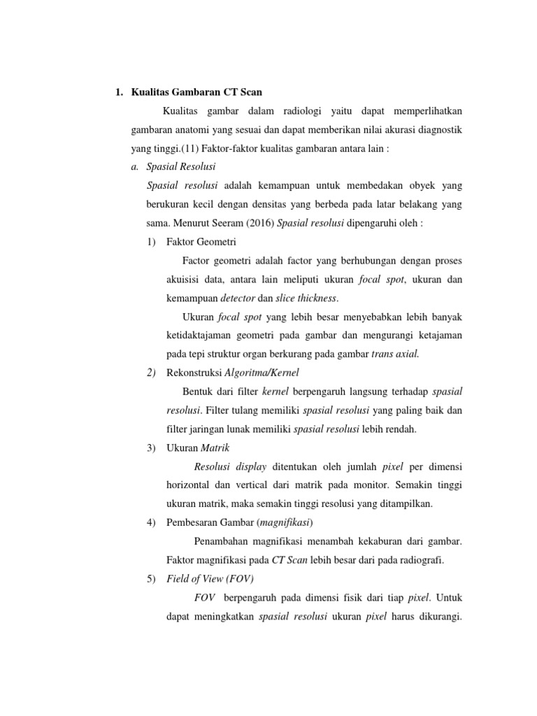 Kualitas Gambaran CT Scan | PDF