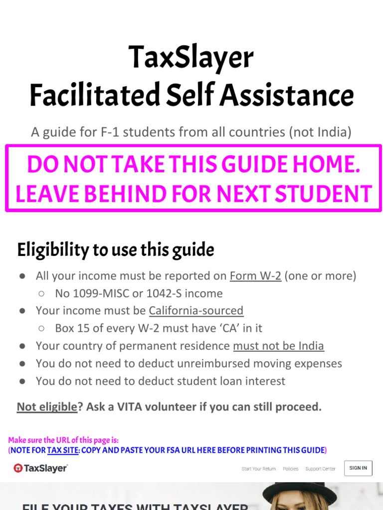 TaxSlayer Guide for F-1 Students | PDF | Irs Tax Forms | Tax Return ...