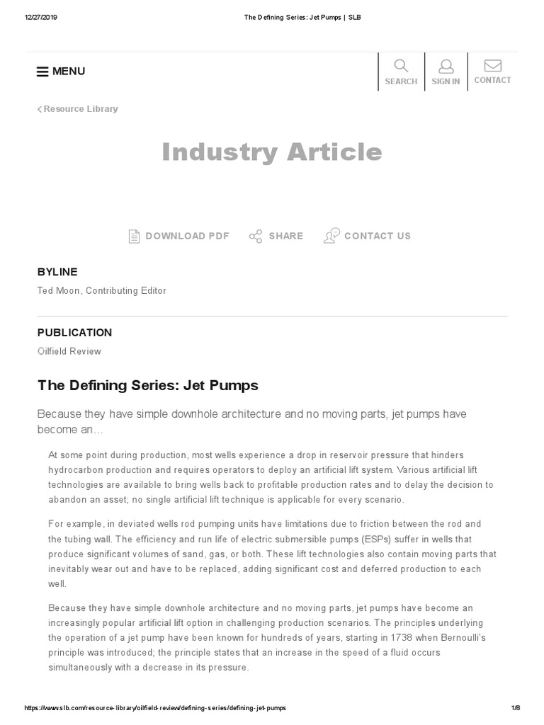 The Defining Series Jet Pumps SLB PDF PDF Nozzle Pump