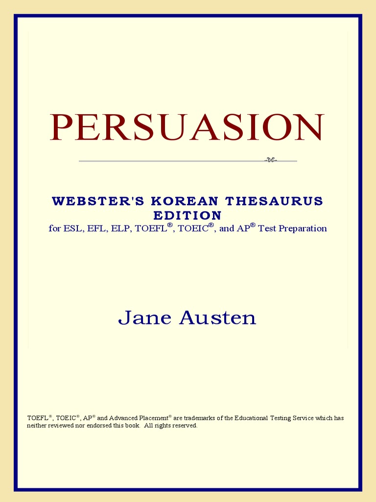 Jane Austen Persuasion Websters Korean Thesaurus Edition 2006 PDF | PDF |  Persuasion (Novel) | English As A Second Or Foreign Language, image size:768x1024