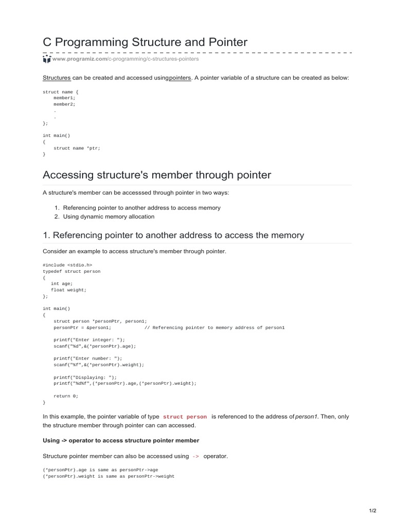 C Programming Structure and Pointer | PDF | Computer Programming ...