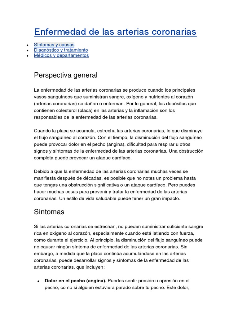 Enfermedad de Las Arterias Coronarias | PDF | Infarto de miocardio ...