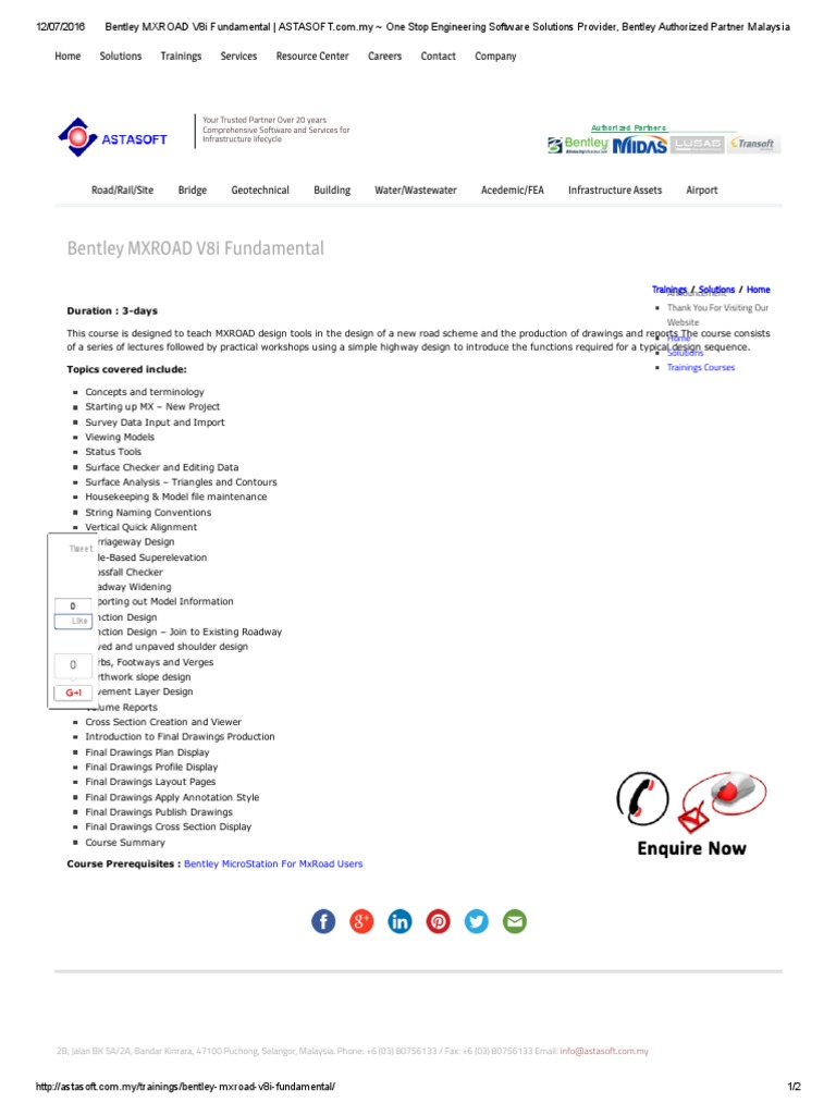 Bentley MXROAD V8i Fundamental ASTASOFT Com PDF | PDF | Road | Road Surface