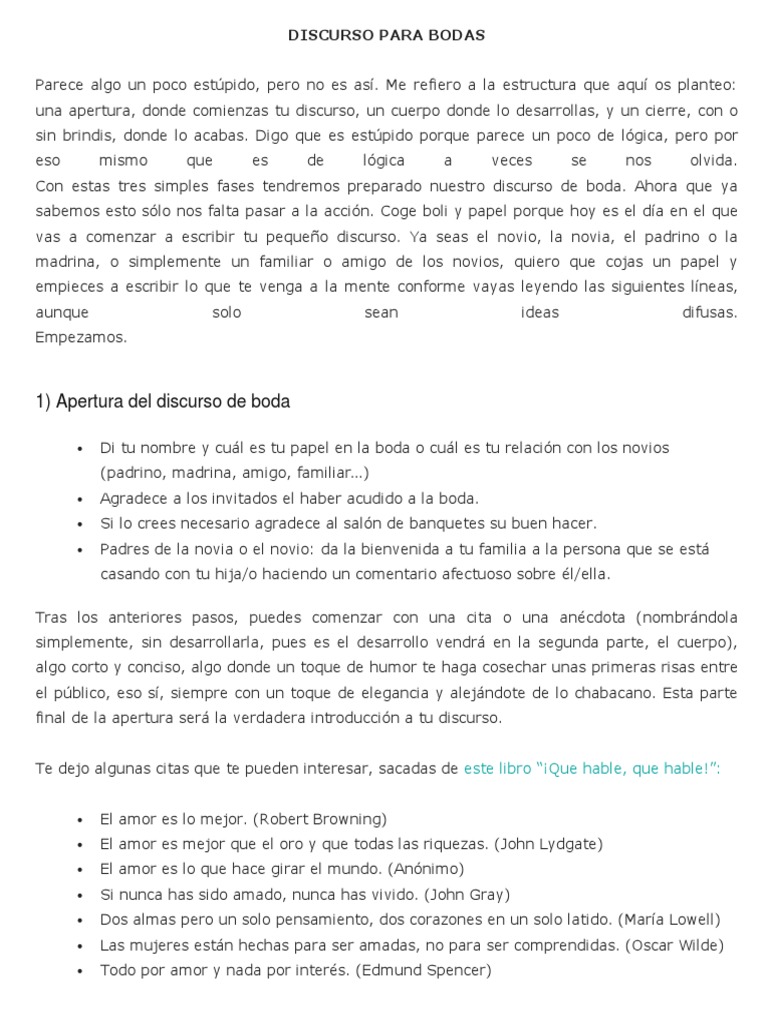 Discurso De Bodas Matrimonio Amor