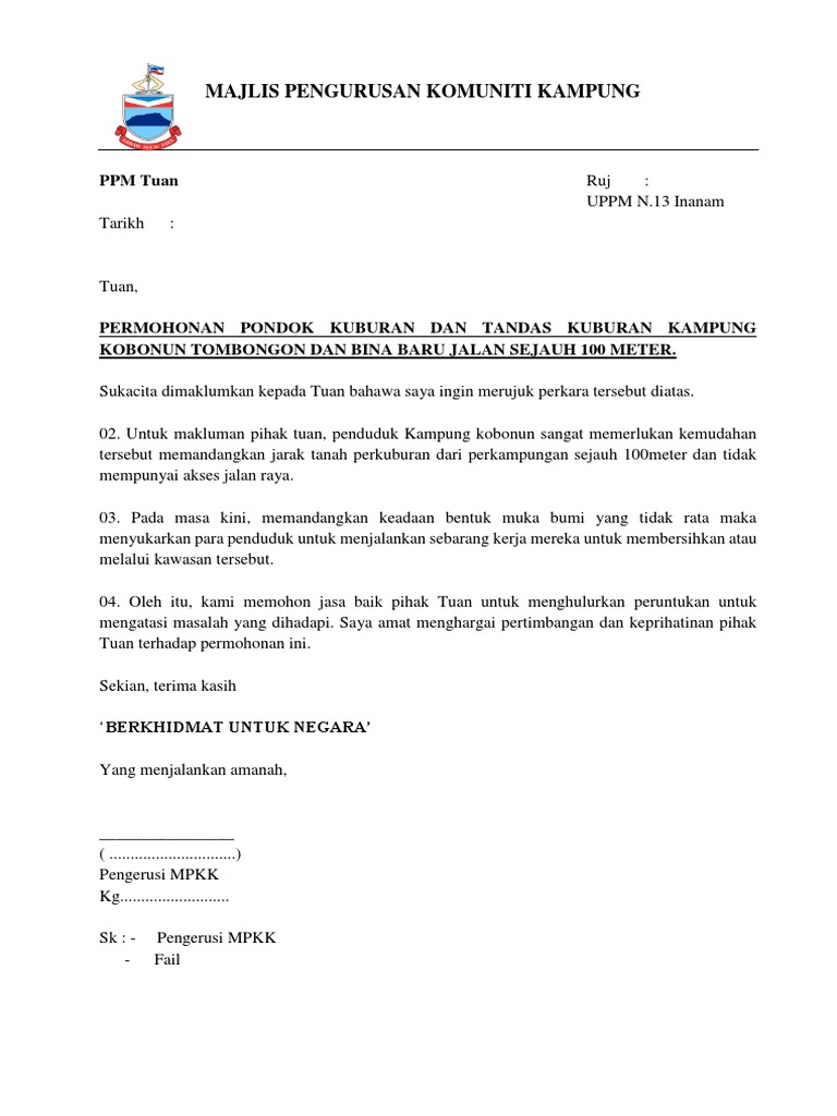 Contoh Surat Rasmi Menuntut Bayaran Balik Yuran Matrikulasi