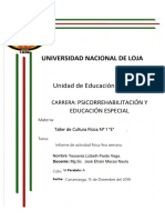 Informe de actividad física realizada en la 9na semana