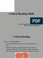 Lecture 4 Critical Reading Skills