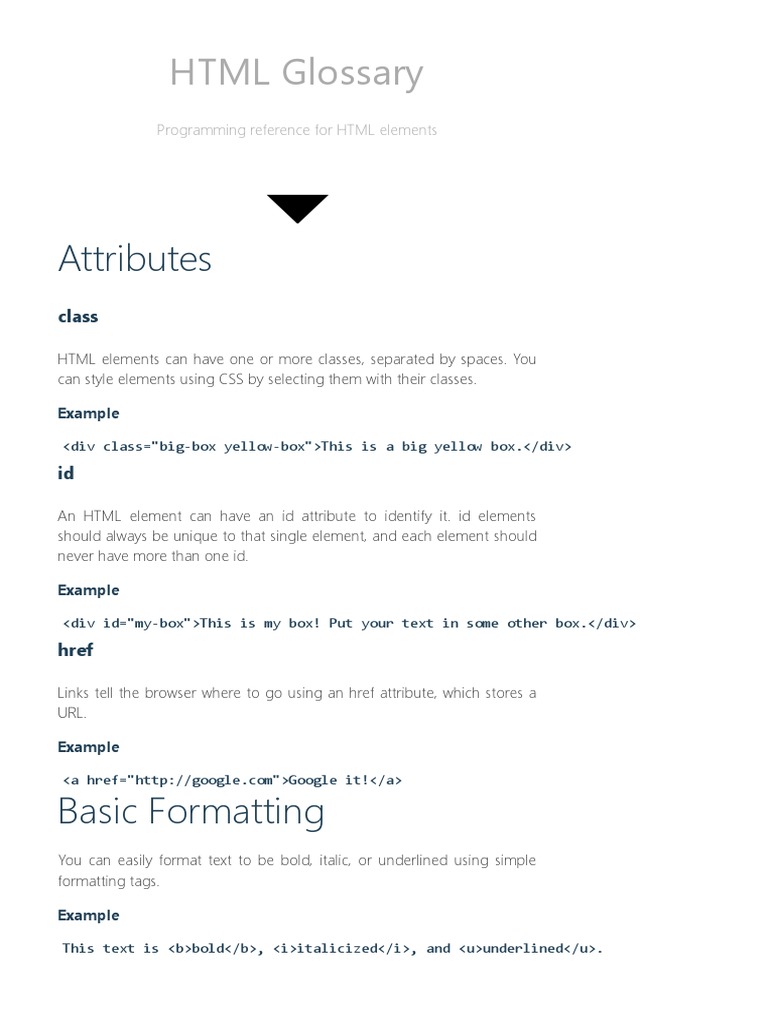 HTML Glossary Codecademy PDF Html Element Html